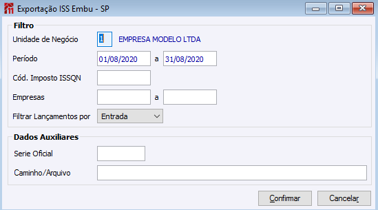 Exportação ISS Embu - SP