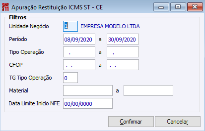 Apuração Restituição ICMS ST - CE