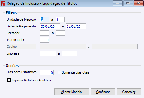 Inclusão x Liquidação de Títulos