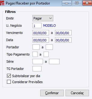 Contas a Pagar/Receber por Portador