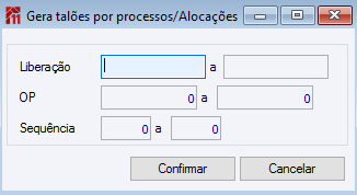 Gera Talões por processo/Alocações