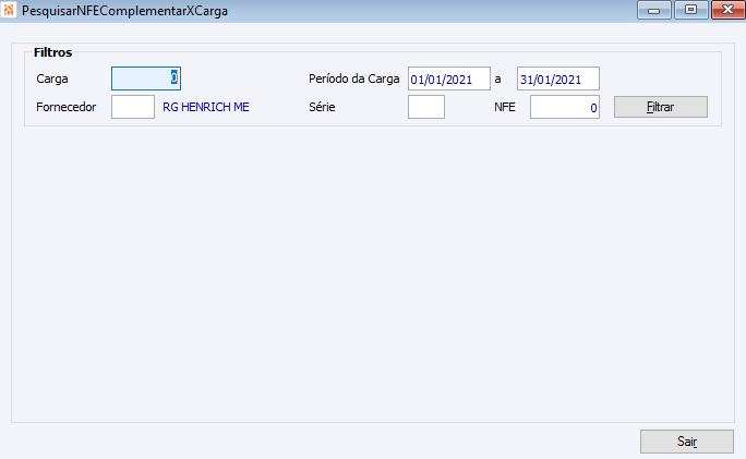 Pesquisar NFE Complementar x Cargas