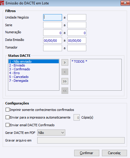 Emissão do DACTE EM Lote