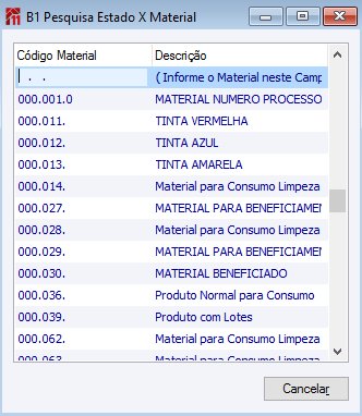 B1 Pesquisa Estado x Material