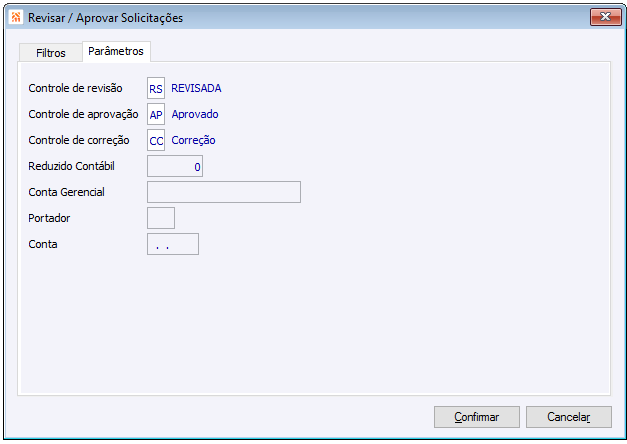 Revisar/Aprovar Solicitações - Guia Parâmetros