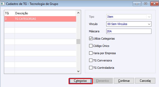 Cadastro de TG