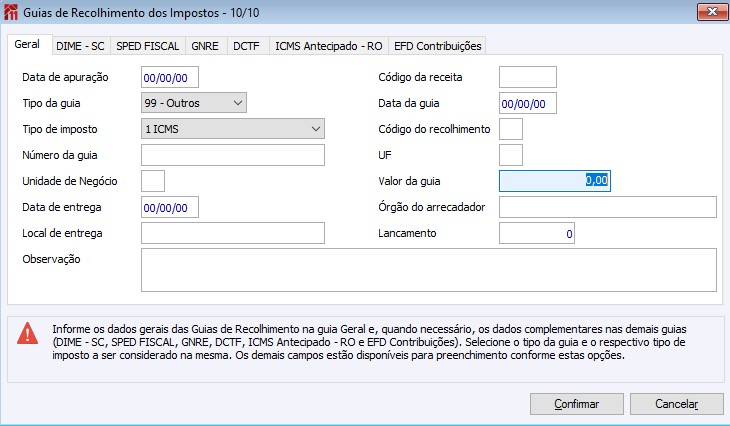 Guias de Recolhimento dos Impostos - 10 10