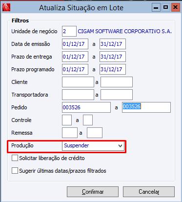 Suspender Produção