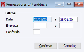 Fornecedores c/ Pendência