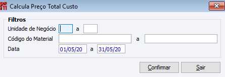 Calcula Preço total Custo