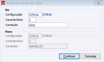 Confirmar dados da Cópia