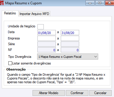 Mapa Resumo X Cupom