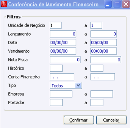 Conferência de Movimento Financeiro