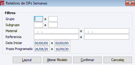 Relatório de OP's Semanas