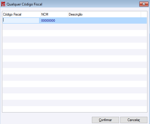 Qualquer Código Fiscal