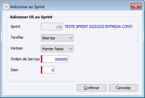 Adicionar OS ao Sprint