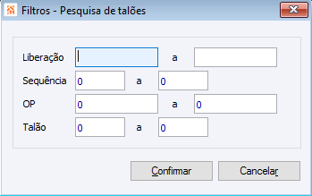 Filtros Pesquisa de Talões