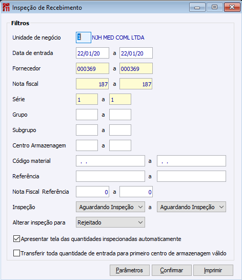 Inspeção de Recebimento