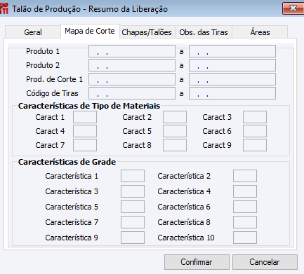 Talão de Produção - Resumo da Liberação