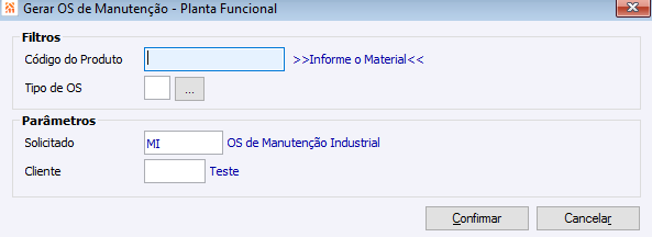 Gerar OS Manutenção Planta Funcional