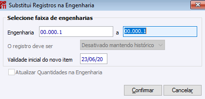 Substitui registros de engenharia