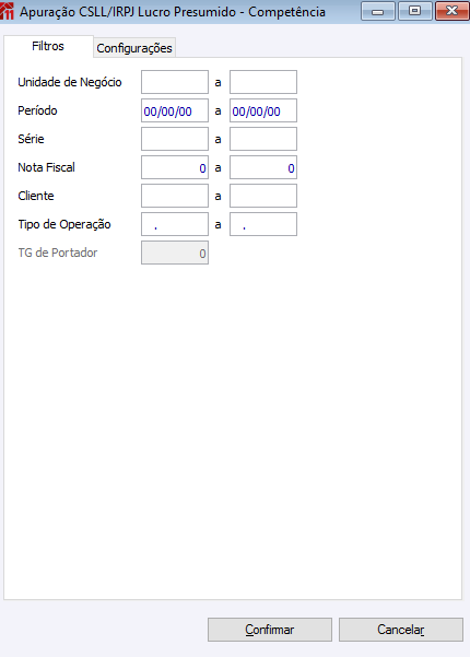 Apuração - CSLL/IRPJ Lucro Presumido - Competência