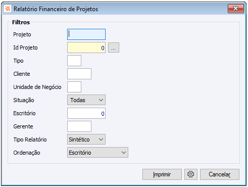 Relatório Financeiro de Projetos