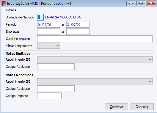 Exportação - DEMMS - Rondonópolis - MT