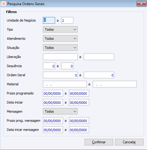 Pesquisa Ordens Gerais