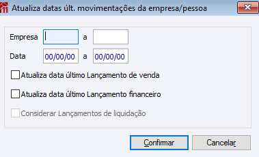 Atualizar Dt. Ult. Movto. Emp.
