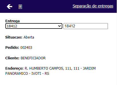 Separação de Entregas
