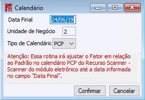 Atualizar Calendário