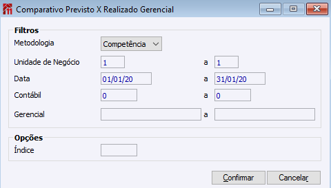 Comparativo Previsto x Realizado Gerencial