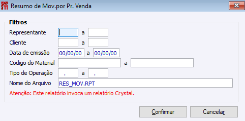 Resumo de Mov.por Pr.Venda