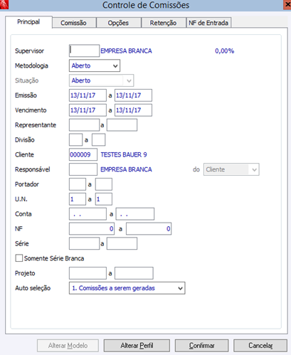 Controle de Comissões