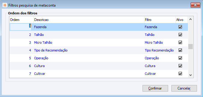 Filtros Pesquisa Metaconta