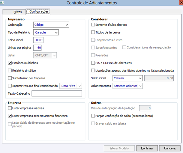 Controle de Adiantamentos