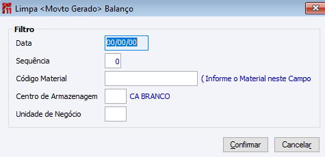 Limpa <Movto Gerado> Balanço