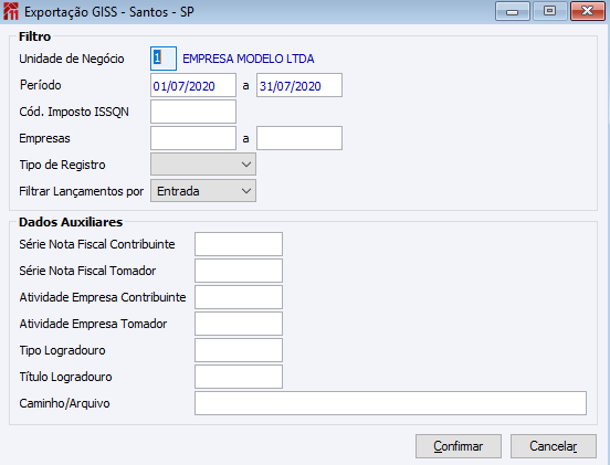 Exportação GISS - Santos - SP