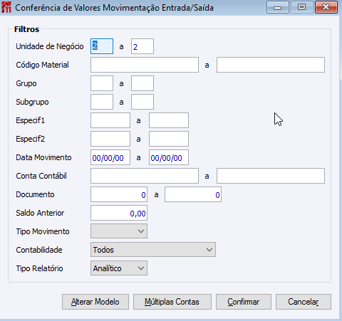 *Conferência de Valores Contábil x Estoque