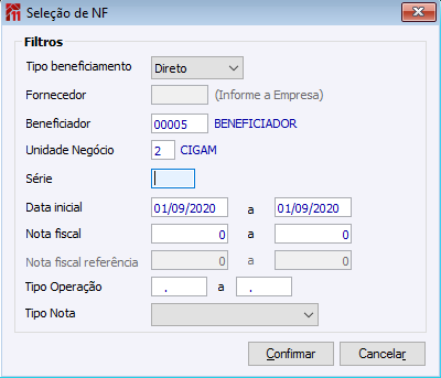 Seleção de NF