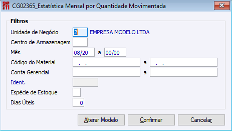 Estatística Mensal por Quantidade Movimentada