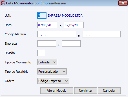 Lista Movimentos Empresa/Pessoa