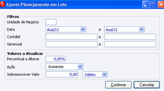 Ajusta Planejamento em Lote