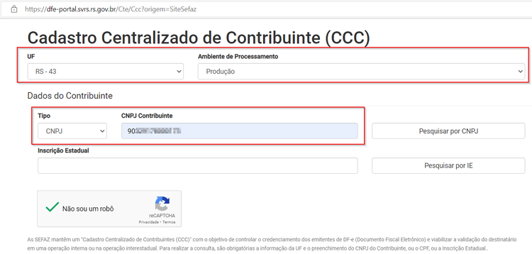 Como consultar uma Inscrição Estadual ou CNPJ no Cadastro Centralizado de  Contribuinte (CCC)?