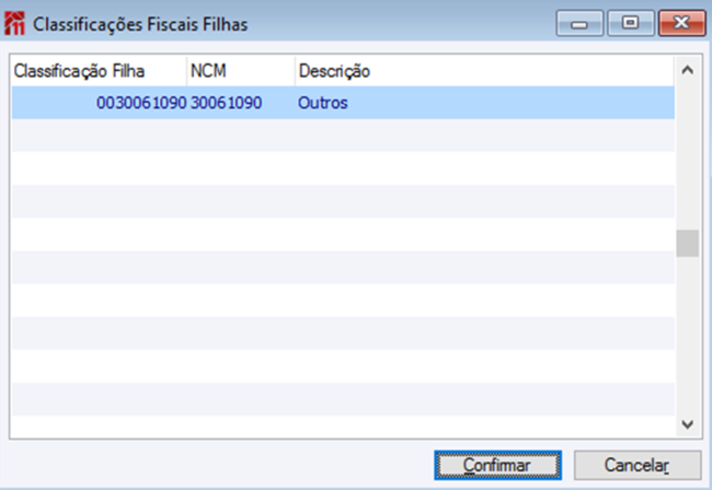 Classificações Fiscais Filhas