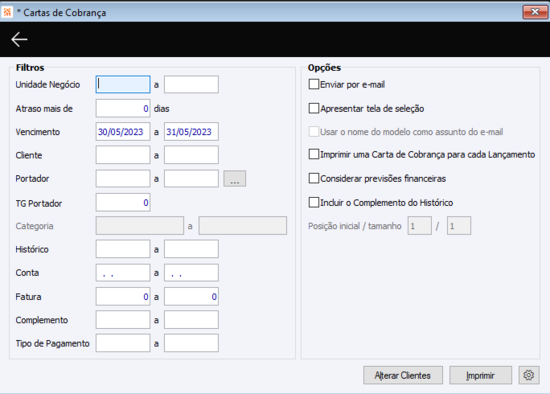 Cartas de Cobrança