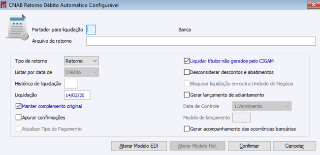 CNAB Retorno Débito Automático Configurável