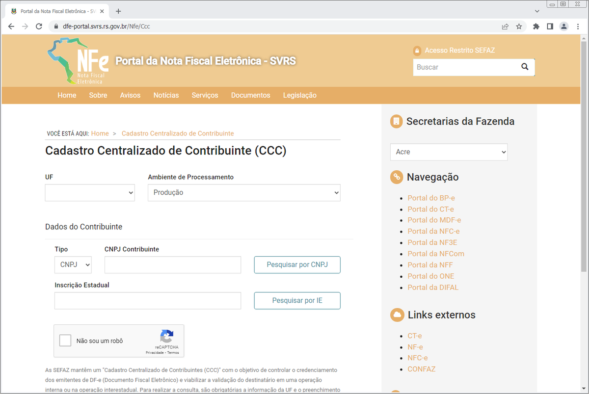 Como consultar uma Inscrição Estadual ou CNPJ no Cadastro Centralizado de  Contribuinte (CCC)?