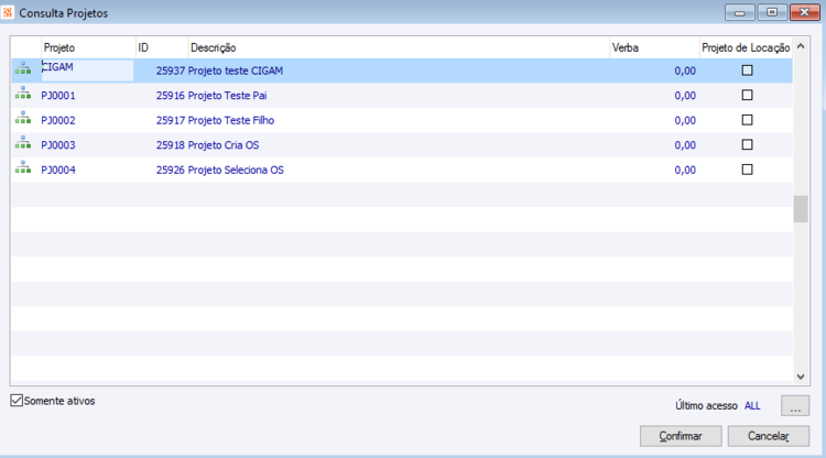 Consulta Projetos